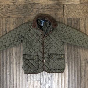 Polo Quilted Kids Jacket - Green and Brown